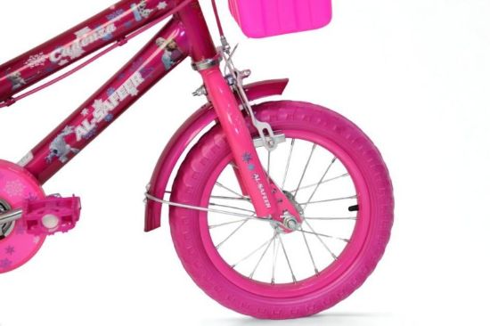 صورة سيكل فروزن للأطفال البنات – مقاس 12 إنش بلون وردي أنيق مع عجلات توازن جانبية ومقعد مريح | مناسب لعمر 2-4 سنوات